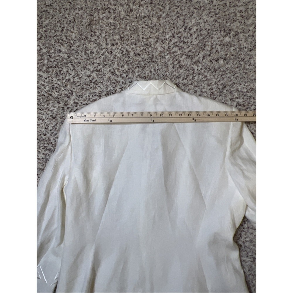 Escada Ivory Women Blazer 100% Linen Floral Embroidered Sz 42 EUR 12 US 3/4 Slv - Picture 12 of 12